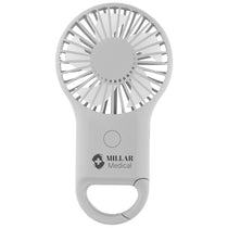 Hit White Rechargeable Handheld Fan With Carabiner