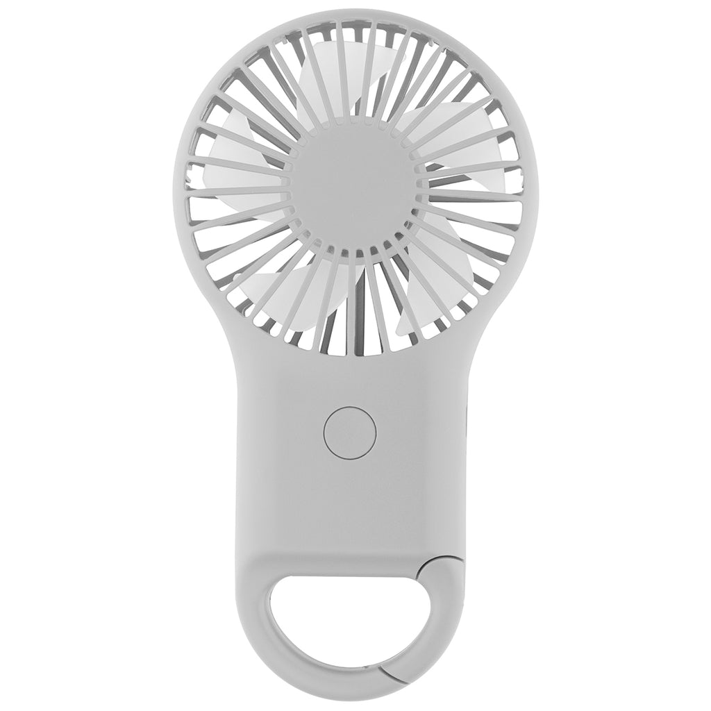 Hit White Rechargeable Handheld Fan With Carabiner