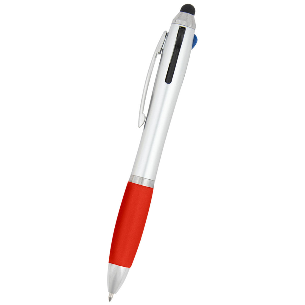 Hit Silver with Red 3-In-One Pen with Stylus