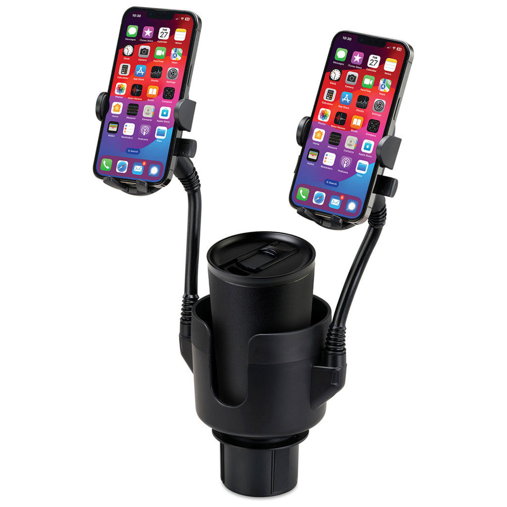 iLive Black Cup Holder with Dual Mobile Phone Mount