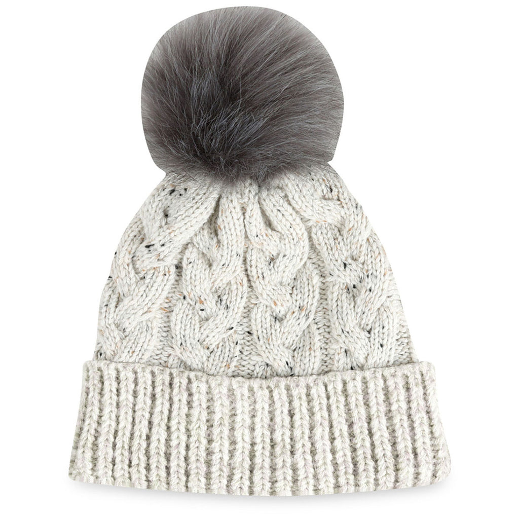 Ahead Oatmeal Speckle Pom Knit Hat