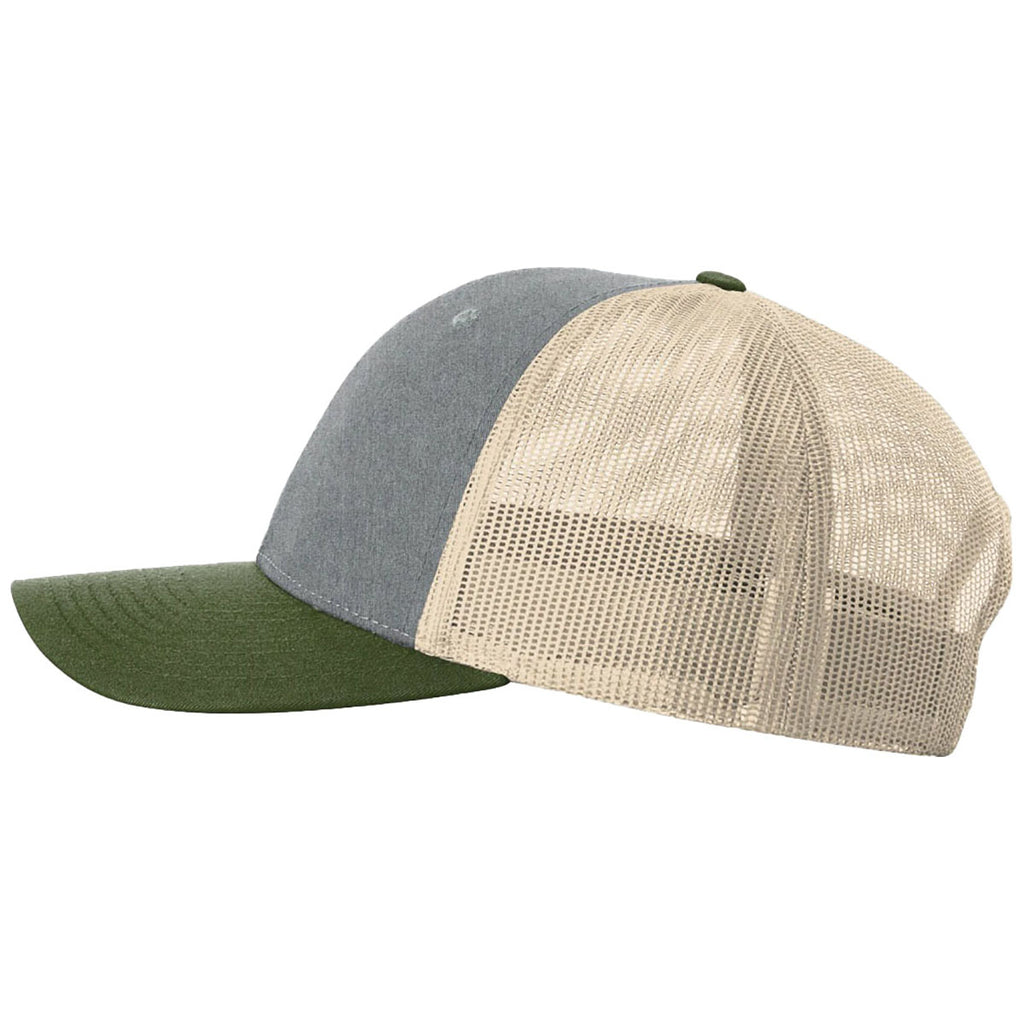 Richardson Heather Grey/Birch/Army Olive Low Pro Trucker