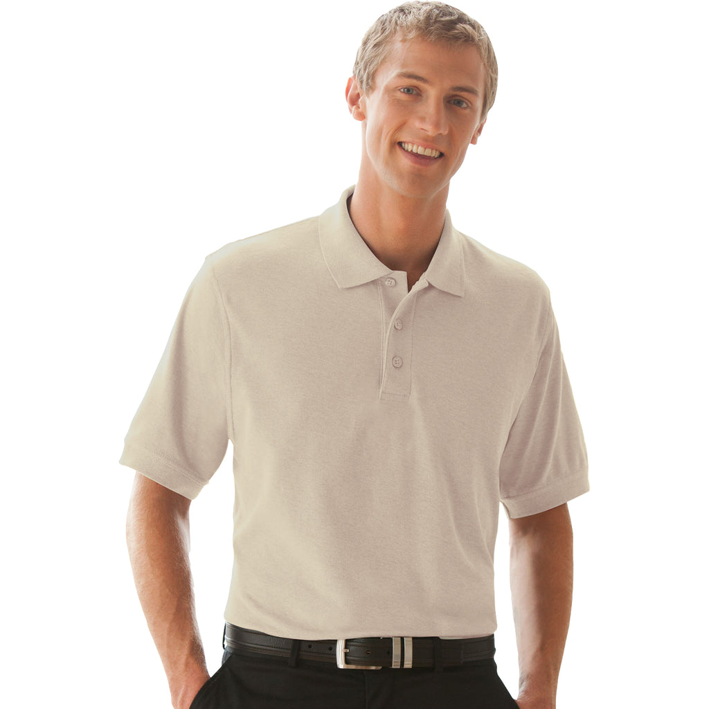 Vantage Men's Stone Soft-Blend Double-Tuck Pique Polo