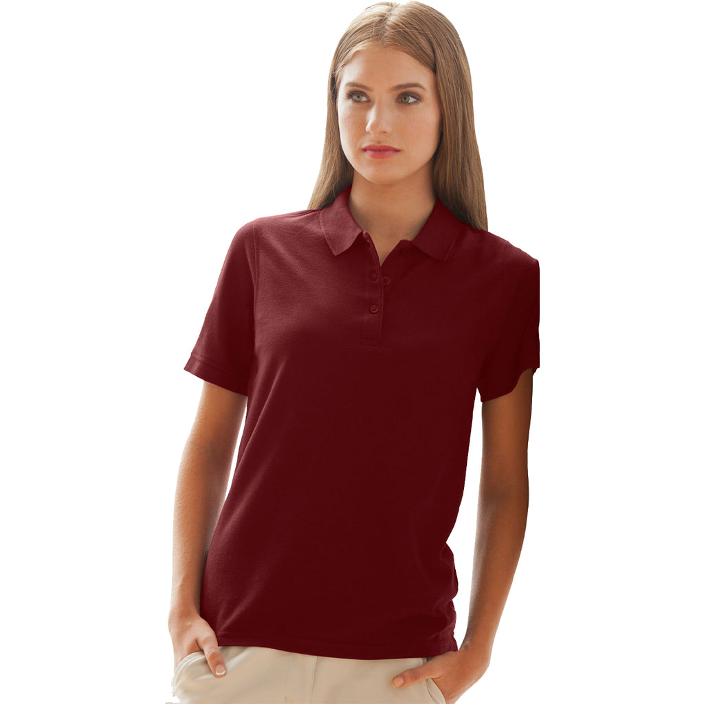 Vantage Women's Deep Maroon Soft-Blend Double-Tuck Pique Polo