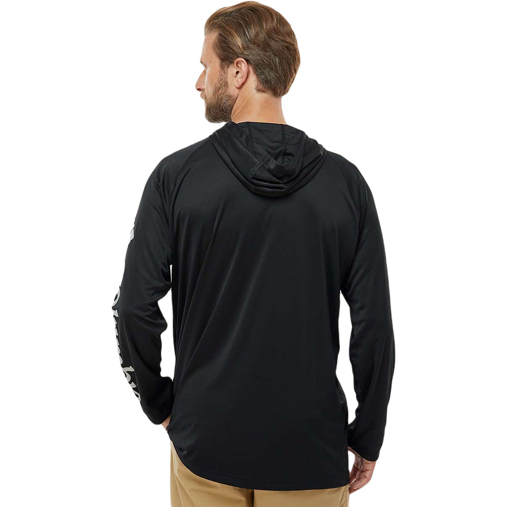 Columbia Men's Black/Cool Grey PFG Terminal Tackle Hooded Long Sleeve T-Shirt