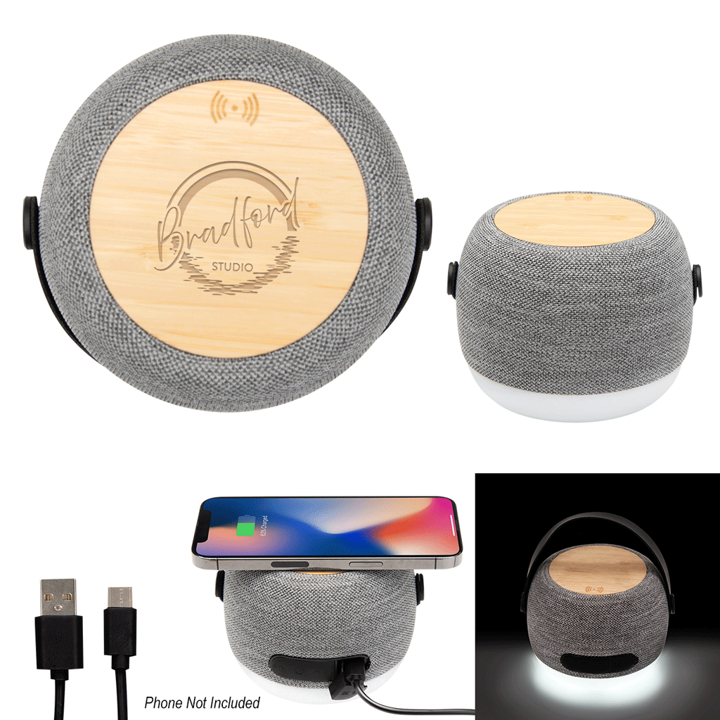 Hit Grey rPET Light Up 15W Charger & Hi-Fi Speaker