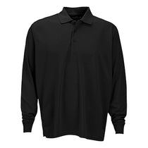 Vantage Men's Black Omega Long Sleeve Solid Mesh Tech Polo