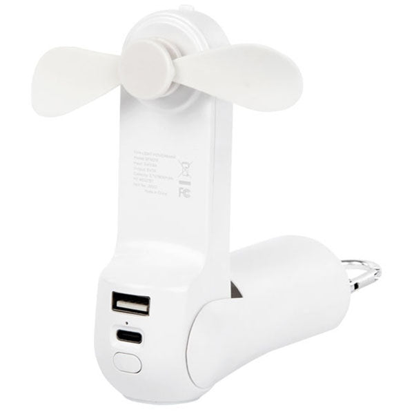 Hit White Rechargeable Power Bank With Fan & Flashlight