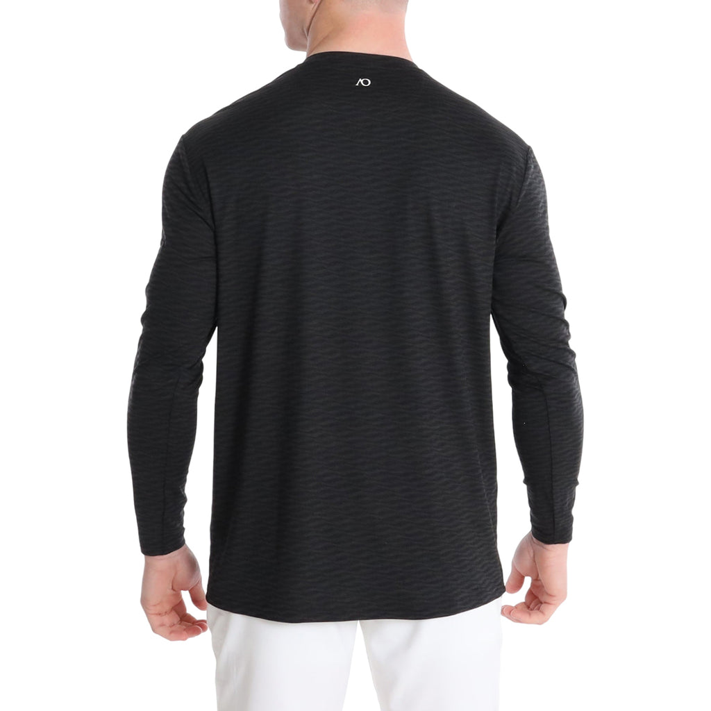 AndersonOrd Men's Black Heather Wave Long Sleeve Henley