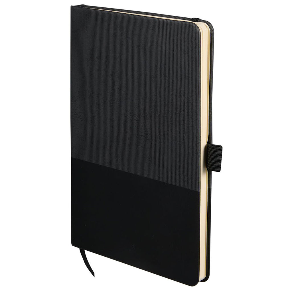 Leed's Black 5.5" x 8.5" FSC Recycled Ribbed Bound Journal