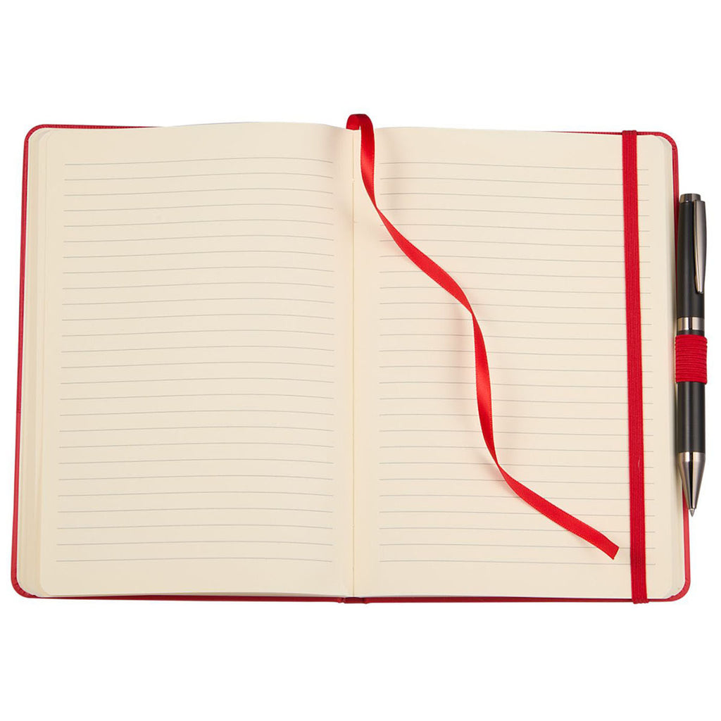 Leed's Red 5.5" x 8.5" FSC Recycled Ribbed Bound Journal