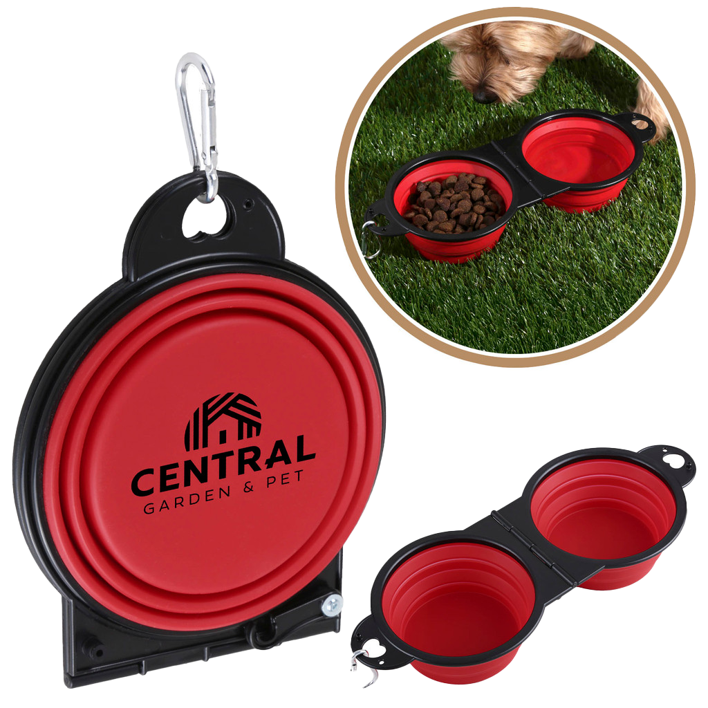Evans Red Dual Collapsible Pet Bowl