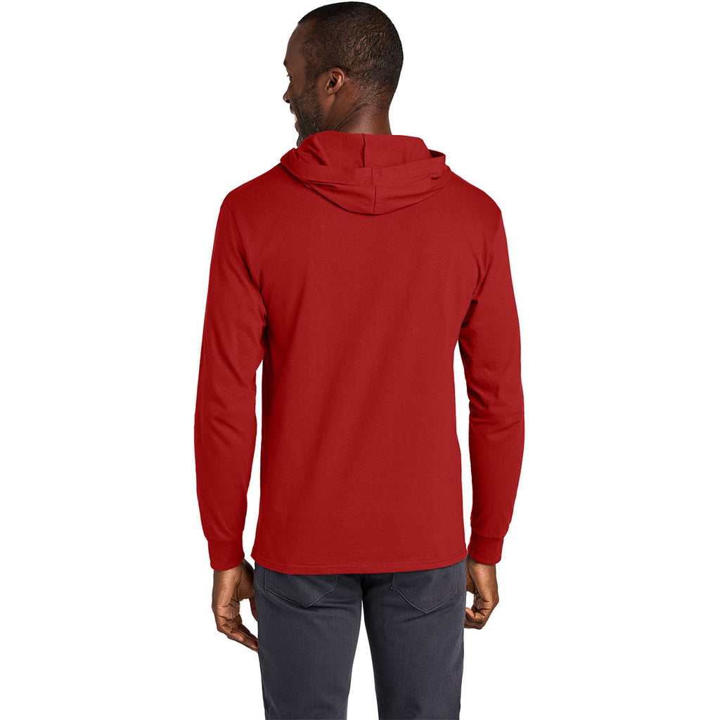 Jerzees Classics Unisex True Red Cotton Long Sleeve Hooded T-Shirt