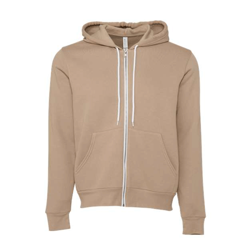 Bella + Canvas Unisex Tan Sponge Fleece Full-Zip Hoodie