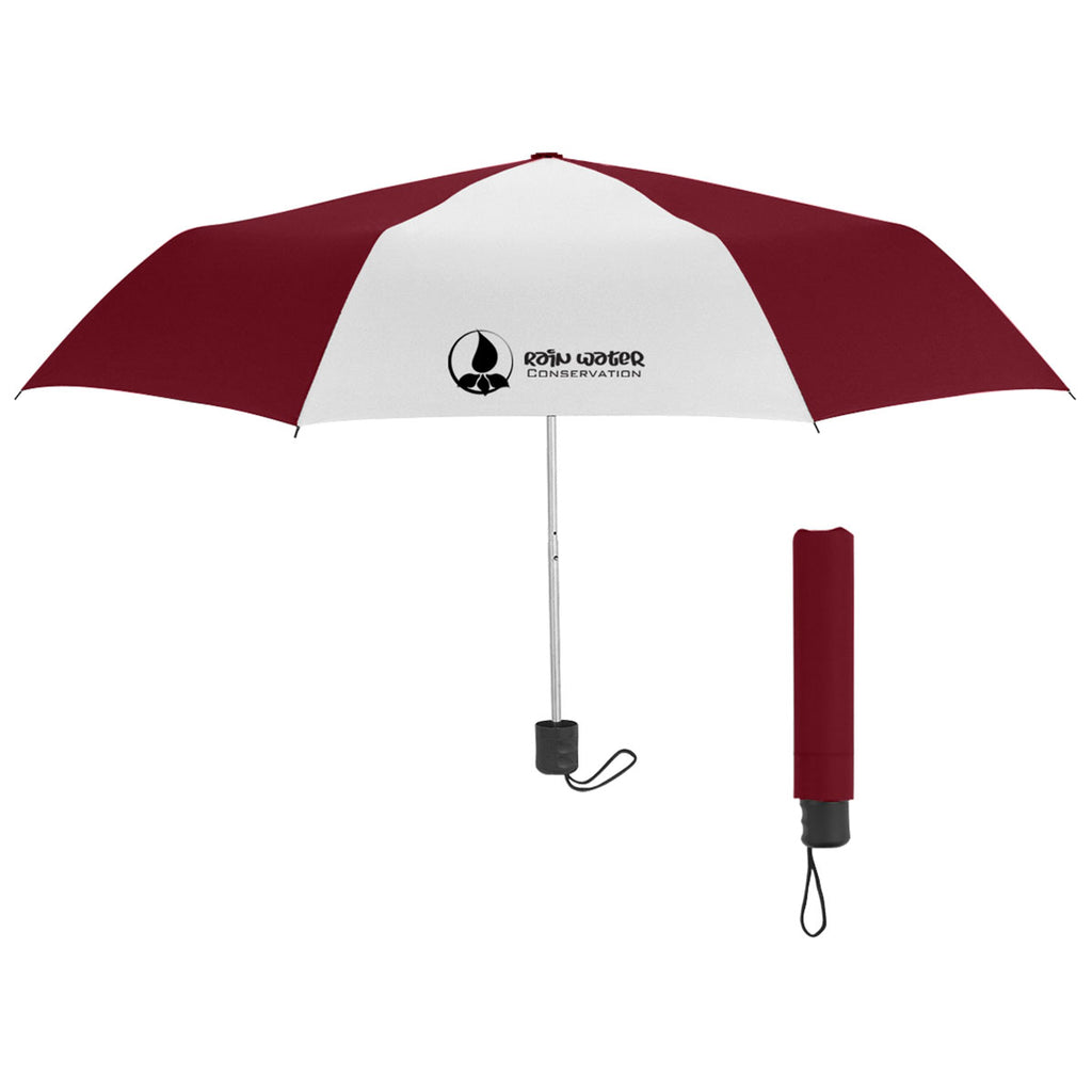 Hit Maroon/White 42" Arc Budget Telescopic Umbrella