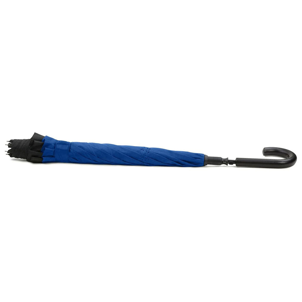Shed Rain Black/Ocean UnbelievaBrella 48" Crook-Handled Auto-Open Reverse Close Stick Umbrella