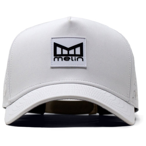 Melin White Odyssey Stacked Hydro Performance Snapback Hat