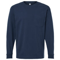 American Apparel Unisex Sea Blue Super Heavyweight Long Sleeve Pocket Tee