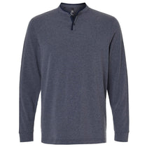 Adidas Men's Collegiate Navy Melange Henley Long Sleeve Tee