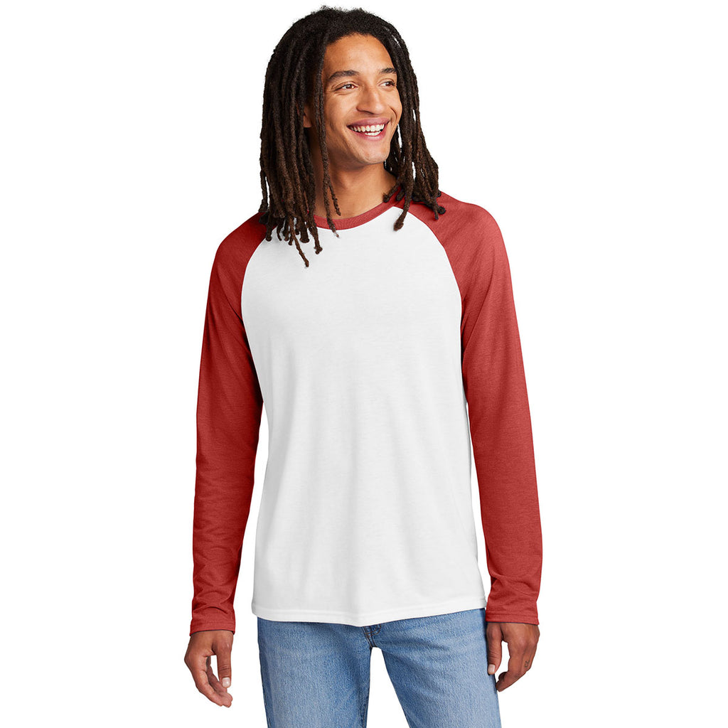 Allmade Unisex Rise Up Red/Bright White Tri-Blend Long Sleeve Colorblock Raglan