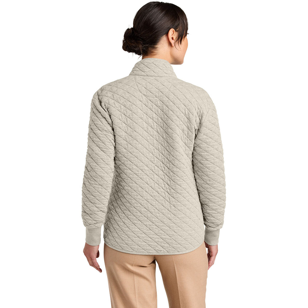 Brooks Brothers Women's Oatmeal Heather Diamond Quilt Full-Zip
