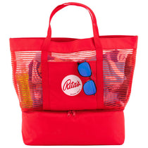The Bag Factory Red 2 in 1 Striped Mesh Beach Bag Cooler