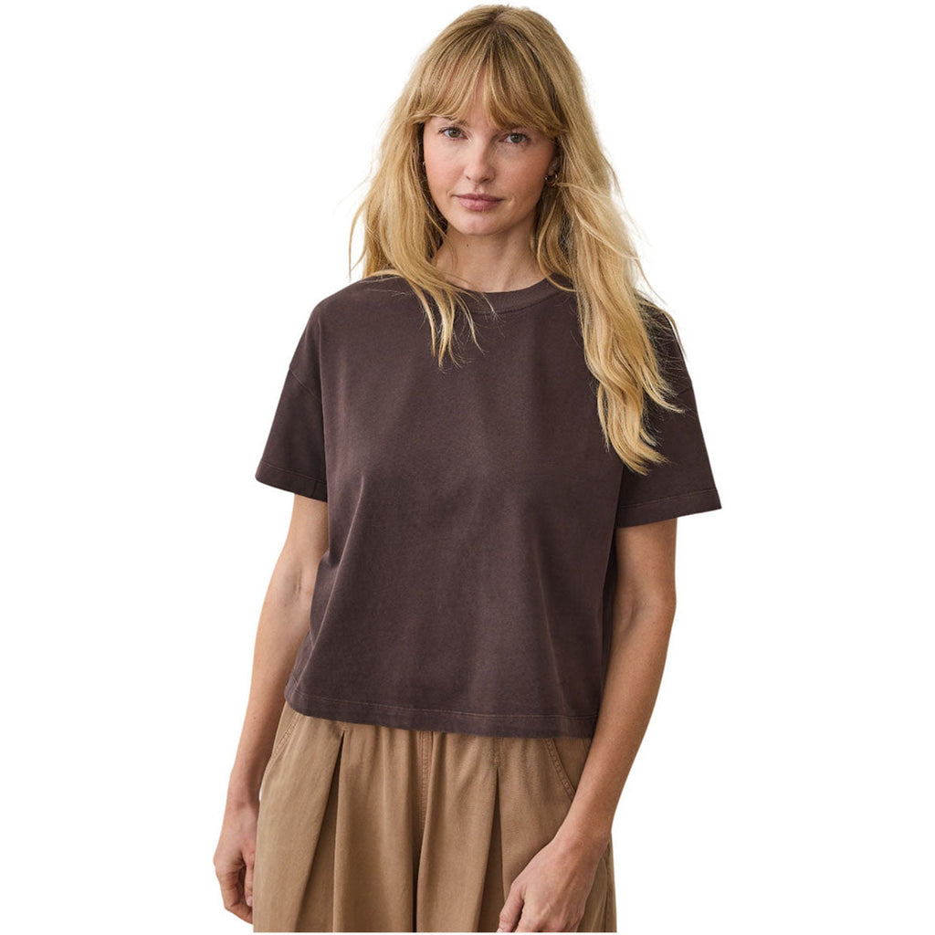 Marine Layer Women's Brown Luxe Sueded Tee