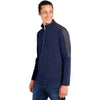 Core 365 Men's Classic Navy Heather/Carbon Market Snag Protect Mesh Colorblock Quarter-Zip Pullover