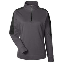 Core 365 Women's Carbon/Black Market Snag Protect Mesh Colorblock Quarter-Zip Pullover