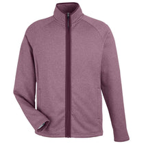 Core 365 Men's Burgundy/White Venture Heathered Stripe Full-Zip