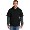 CornerStone Men's Black/Charcoal Heather Touch Fleece Layered Hoodie