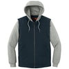 CornerStone Men's Navy/Heather Grey Duck Fleece Full-Zip Hooded Jacket