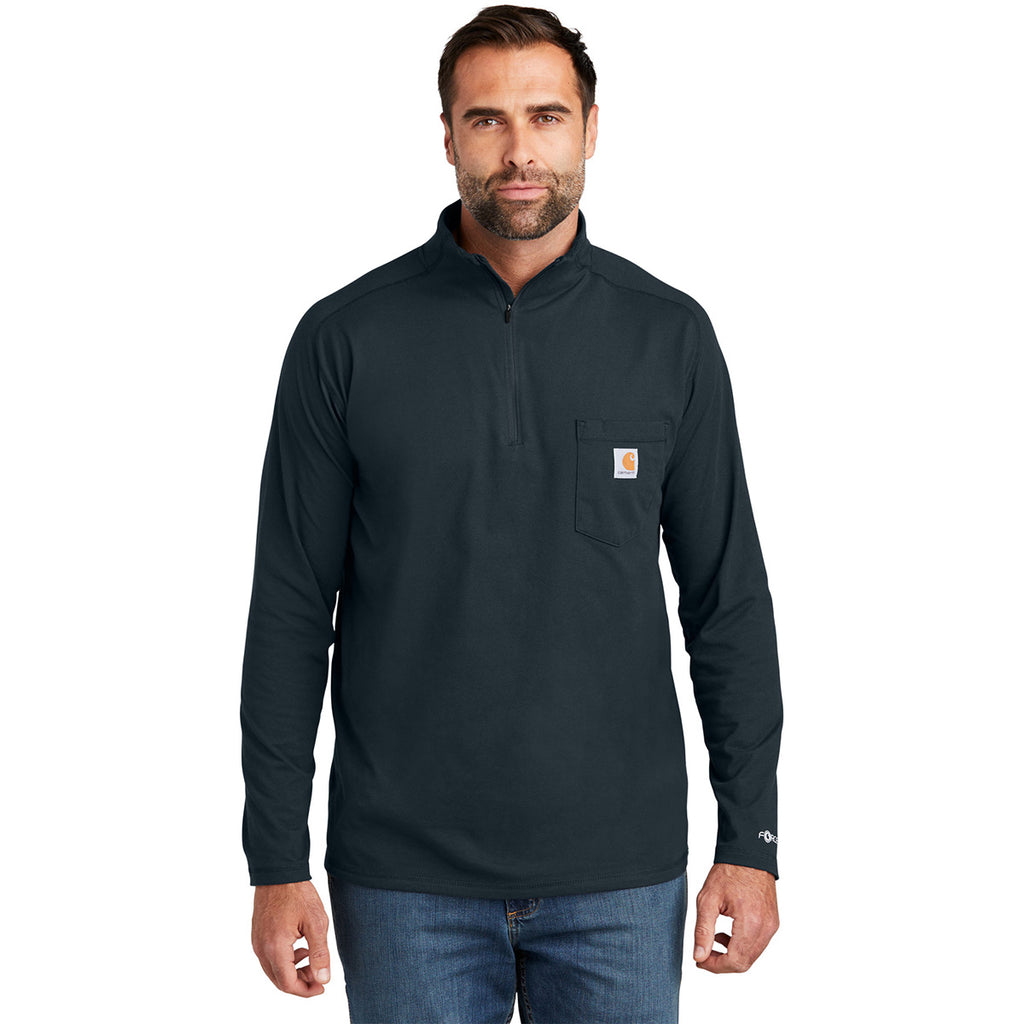 Carhartt Men's Navy Force 1/4-Zip Long Sleeve T-Shirt