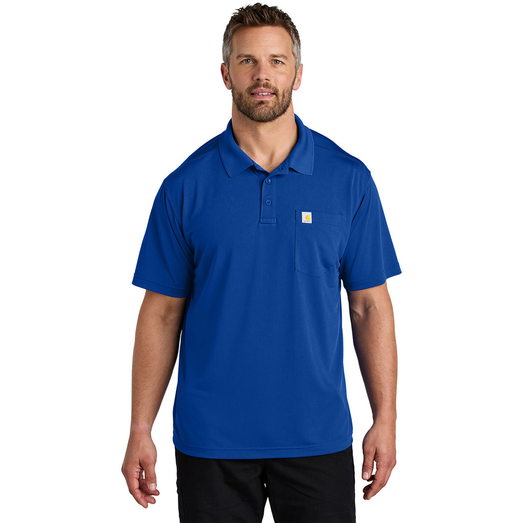 Carhartt Men's Royal Glass Blue Force Snag-Resistant Pocket Polo