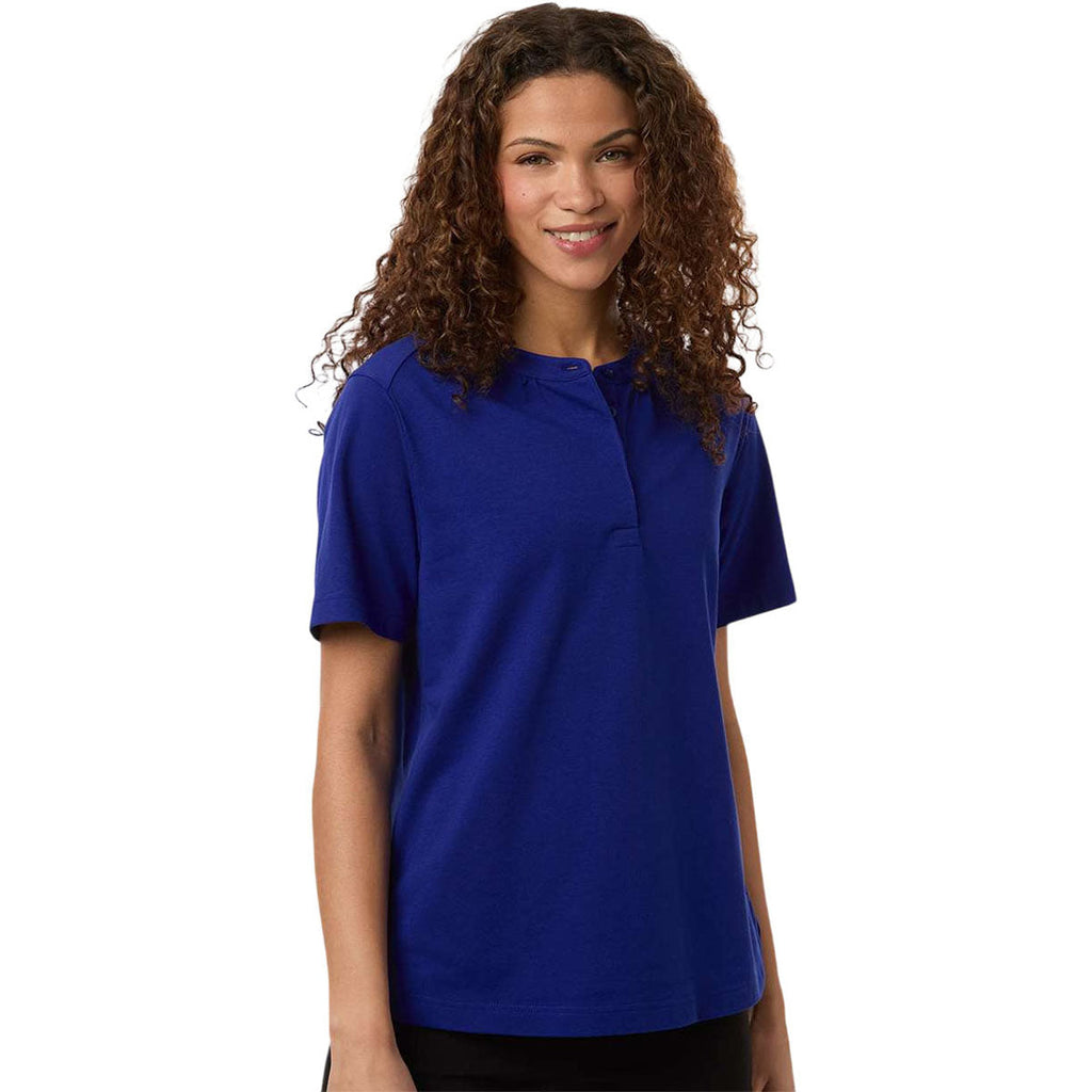 Devon & Jones Women's Midnight Royal Seaton Pebble Textured Polo