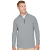 Devon & Jones Men's Black CrownLux Performance Clubhouse Micro-Stripe Quarter-Zip Pullover