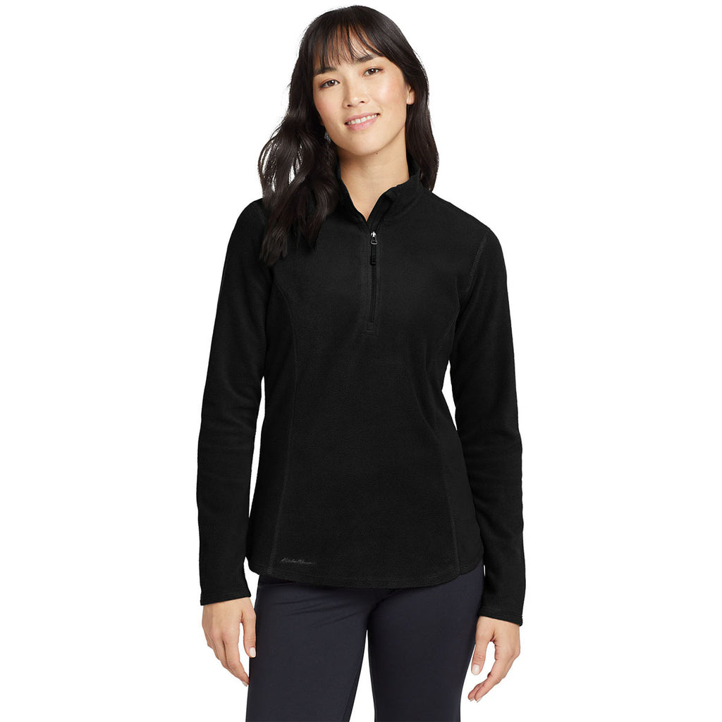 Eddie Bauer Women's Black Half Zip Microfleece Jacket