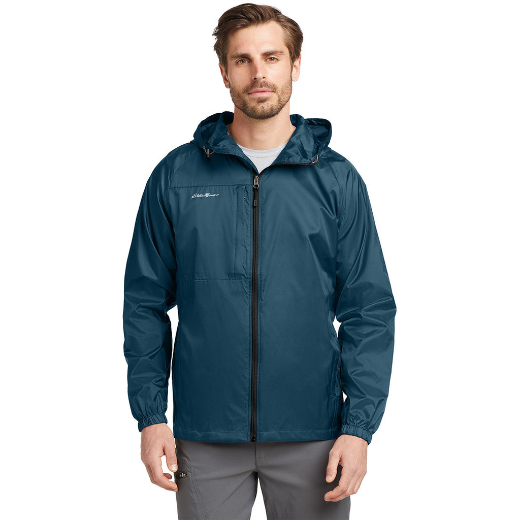 Eddie Bauer Men's Adriatic Blue Packable Wind Jacket