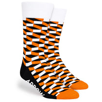 Pop Promos Orange & Black Rectangle Design Dress Socks