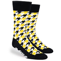 Pop Promos Yellow & Black Houndstooth Dress Socks