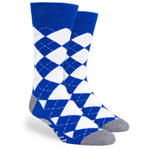 Pop Promos Blue & Grey Logo Argyle Dress Socks