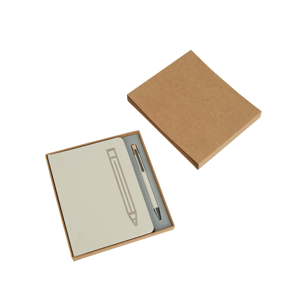 Logomark Cream Manhattan II Gift Set w/Magnetic Journal & Recycled Pen