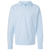 ComfortWash by Hanes Men's Soothing Blue Garment-Dyed Polo Collar Sweatshirt