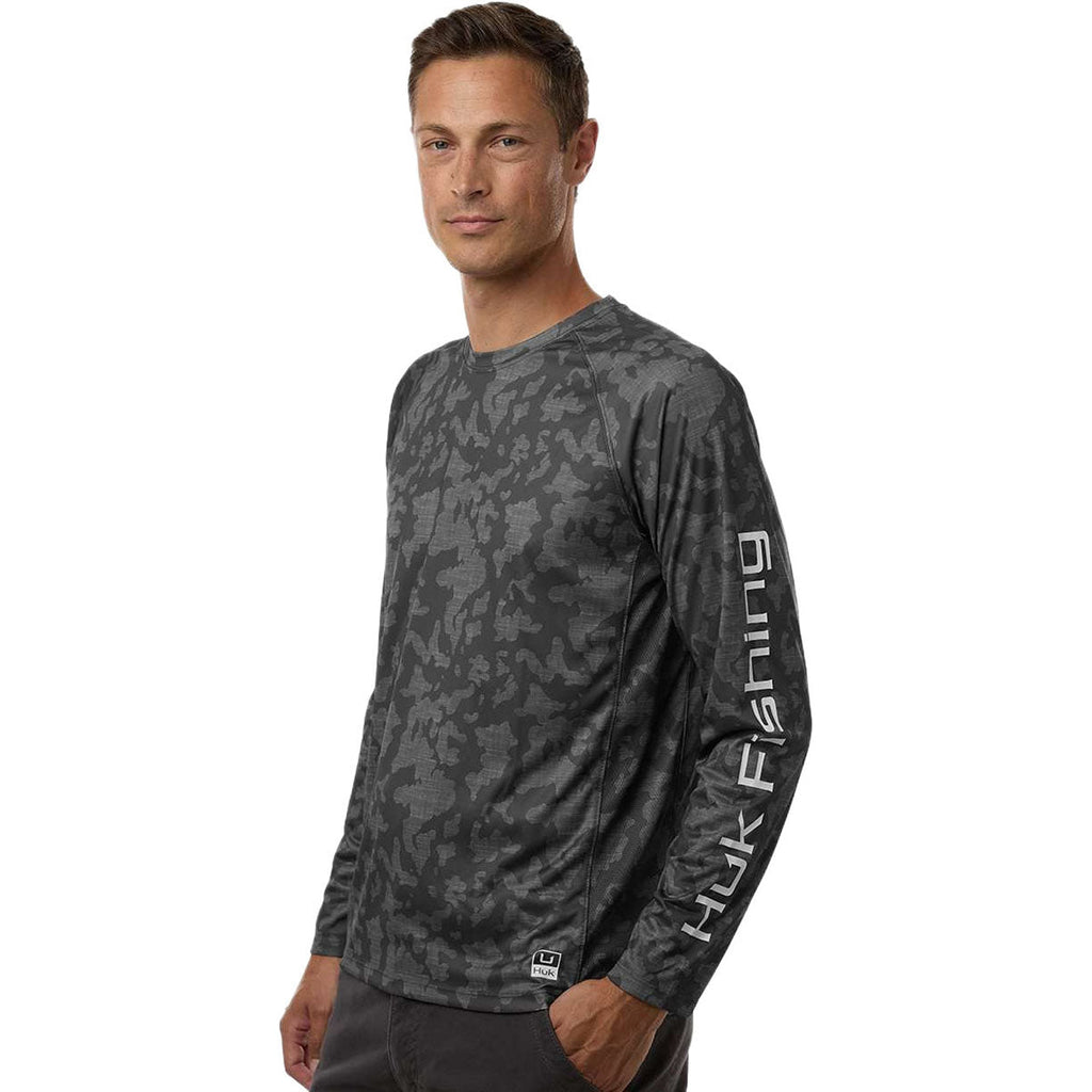 HUK Men's Volcanic Ash LoPro Running Lakes Long Sleeve T-Shirt