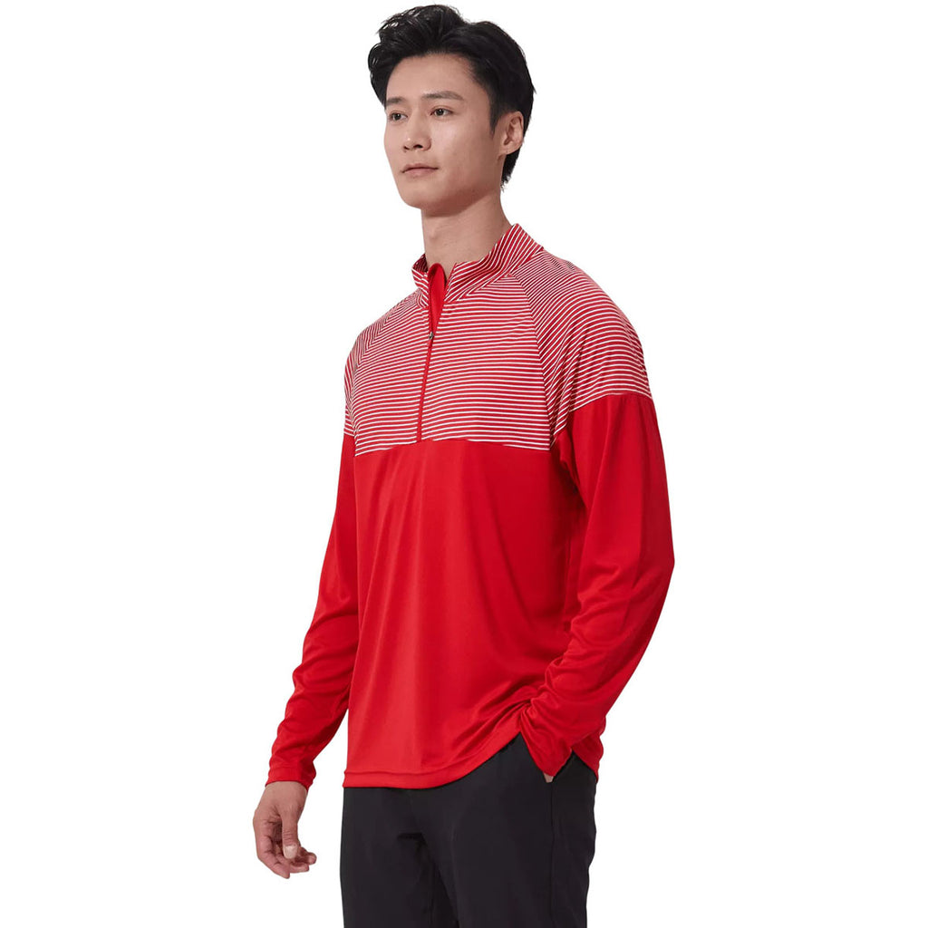 Levelwear Men's Flame Red Classic Stripes Pullover