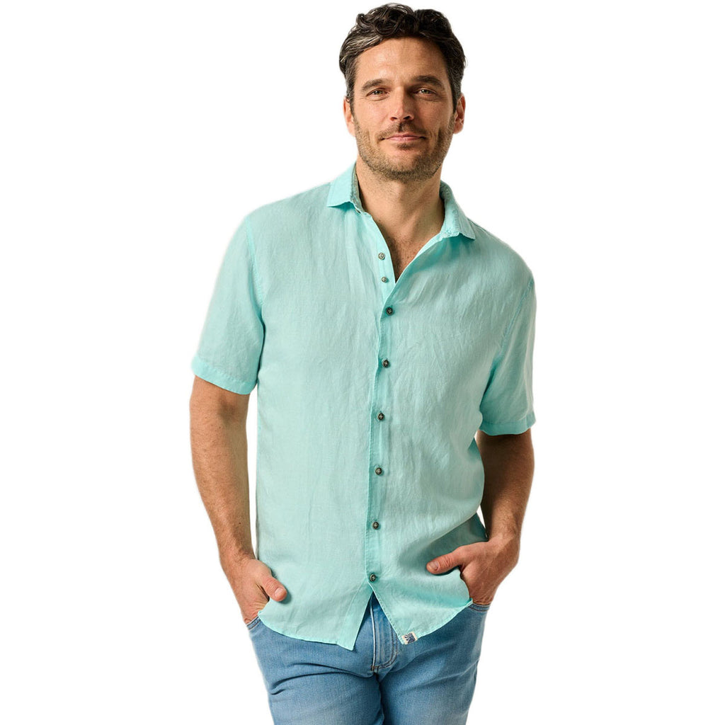 Johnnie-O Men's Tarpon Gianni Short Sleeve Hangin' Out Linen Button Down Shirt