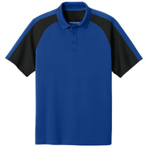 Port Authority Men's True Royal/Black Wearever Performance Pique Colorblock Polo