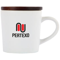 Logomark White Copenhagen 16 oz. Ceramic Mug with Wood Lid