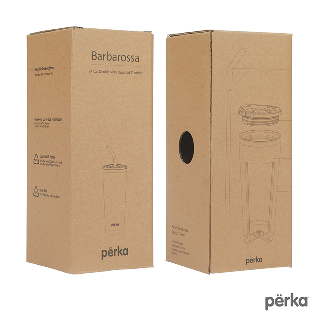 Perka Brown Barbarossa 24 oz. Recycled Steel and Coffee Grounds Tumbler