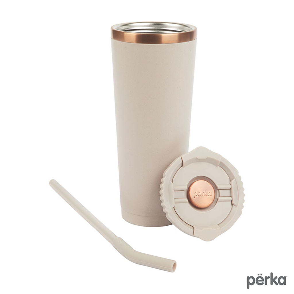 Perka Natural Barbarossa 24 oz. Recycled Steel and Coffee Grounds Tumbler